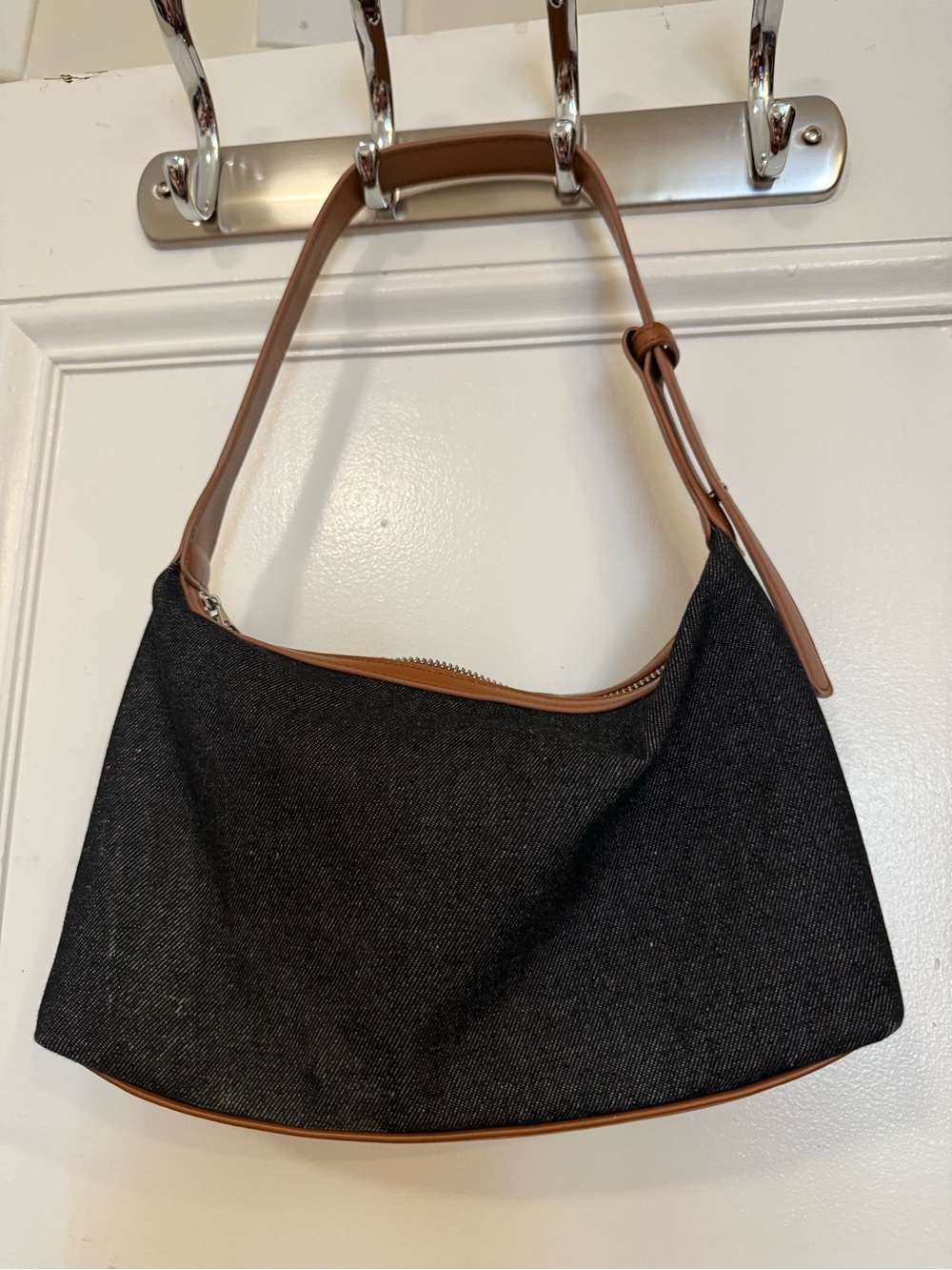 Black and Tan Shoulder Hobo Bag